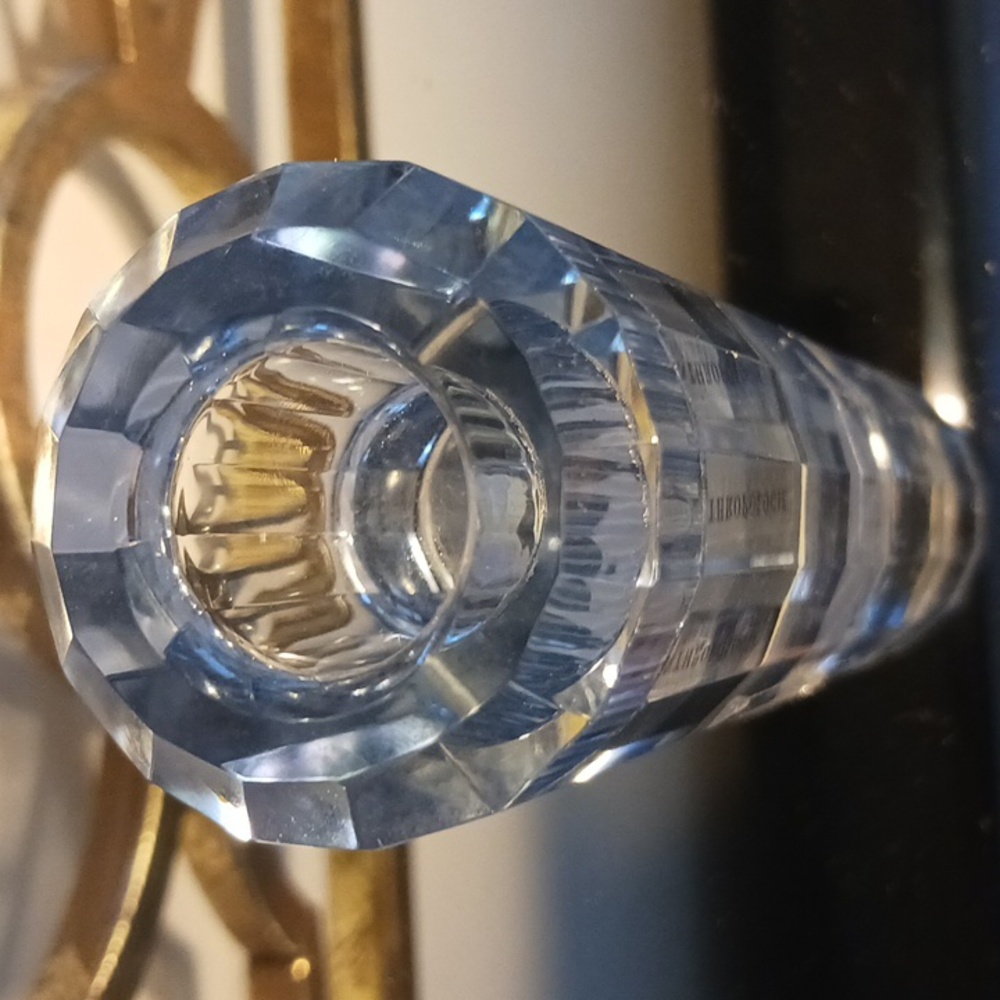 Anthropologie Cut Glass Mini Candle Holder, 4", Blue.